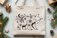 Christmas Bear SVG | Winter Polar Bear with Snowflakes PNG Product Image 3