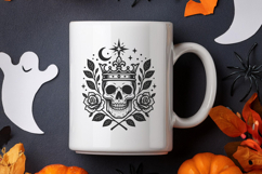 Skull Crown with Roses and Moon SVG and PNG Clipart Product Image 3