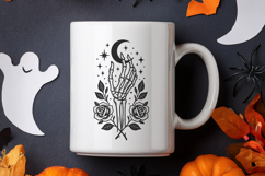 Skeleton Hand with Moon and Roses SVG and PNG Clipart Product Image 2