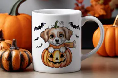 Halloween Puppy Sublimation PNG| Cute Dog in Pumpkin Clipart Product Image 2