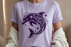 Dolphin Silhouette SVG Cut File. Floral Dolphin PNG Clipart. Product Image 2