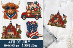 Patriotic Highland Cow &amp; Farmhouse 4th of July PNG Files Product Image 4