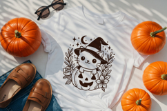 Kawaii Cat in Pumpkin SVG Cut File| Cute Halloween PNG Clipa Product Image 2