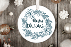 Christmas Wreath SVG | Poinsettia and Holly Circle Frame Product Image 2