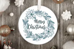 Christmas Wreath SVG | Poinsettia and Holly Circle Frame Product Image 2