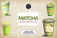 Matcha Lemon Cream Latte Clipart Bundle 4 PNG Product Image 1