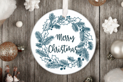 Christmas Wreath with Holly and Pine Branches SVG Product Image 2