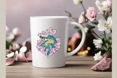 Animal love, Frog of love, tattoo style, svg & sublimation Product Image 3