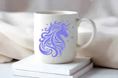 Mystical Unicorn Silhouette SVG | Fantasy Hair & Sparkles Product Image 4