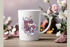 animal love tatto style, tiger in love, svg & sublimation Product Image 3