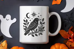 Raven with Moon and Rose Gothic SVG and PNG Clipart Product Image 3