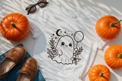 Kawaii Halloween Ghost with Balloon SVG and PNG Clipart Product Image 2