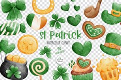 Watercolor St Patricks Day Clipart, Cute Shamrock Clipart Product Image 3