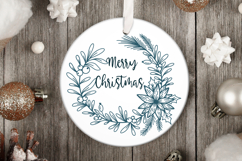 Christmas Wreath with Poinsettia and Berries SVG Cut File Product Image 2