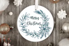 Christmas Wreath with Poinsettia and Berries SVG Cut File Product Image 2