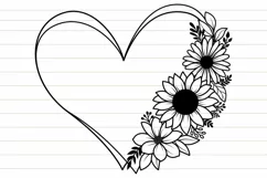 Sunflower Svg, Flower Heart Svg, Heart Svg Product Image 7