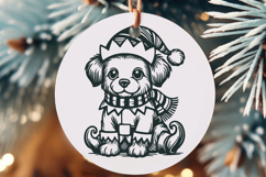 Cute Christmas Puppy SVG, Festive Dog in Hat and Scarf Product Image 2