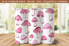Watercolor Pink Mushroom Tumbler Wrap | 20 oz tumbler Wrap Product Image 1
