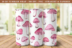 Watercolor Pink Mushroom Tumbler Wrap | 20 oz tumbler Wrap Product Image 1