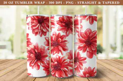 Watercolor Dahlia Flower Tumbler Wrap | 20 oz tumbler wrap Product Image 1