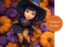 3D Halloween Witch Tumbler, Colorful Pumpkins Tumbler Wrap Product Image 3