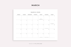 2029 Monthly Calendar with Holidays, Landscape, Printable Product Image 3