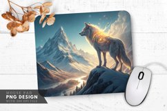 Glowing Wolf Overlooking a Frozen Valley Mouse Pad Design Product Image 1