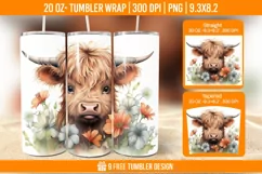 Highland Cow Tumbler Designs, Sublimation Wrap Product Image 1