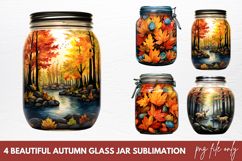 Beautiful Autumn Glass Jar Sublimation Product Image 1