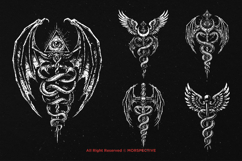 10 Bundle Dark Art Caduceus Snakes Wings Medicine Symbol Product Image 5