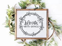 Bloom With Grace SVG | Wreath SVG | Round Door Hanger SVG Product Image 2