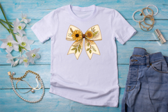 Rustic Linen Boho Sunflower Coquette Bow Clipart Product Image 3