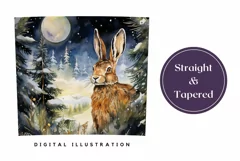 Watercolor Christmas Tumbler Wrap, Winter Hare Sublimation Product Image 3