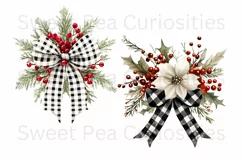 Christmas, bows, Ephemera, PNG, watercolor, Clipart Product Image 3