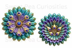 Medallion, Peacock, Ephemera, PNG, watercolor, Clipart Product Image 3