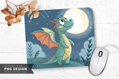 Moonlit Joy A Tiny Dragon Mouse Pad PNG Design Product Image 1