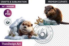 Beaver Watercolor Winter Animal Clipart Arctic Wildlife PNG Product Image 1