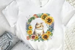 Watercolor Cat With Sunflower PNG Clipart Product Image 2