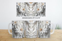 3D White Flowers Mug Wrap | Sublimation Coffee Cup Product Image 5