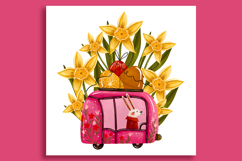 Easter Bunny Car Clipart Set, Spring Rabbit JPG Bundle, Pink Product Image 3