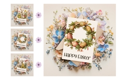 Happy Easter Card Template, Vintage Easter Lamb Sublimation Product Image 3
