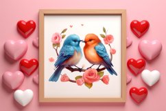 Valentine Kissing Birds Clipart, Valentine Couplet Product Image 3
