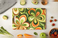 Abstract Groovy Flowers Cutting Boards sublimation Design Product Image 3