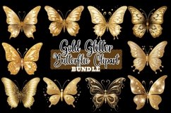 Gold Glitter Butterflies Clipart Product Image 1