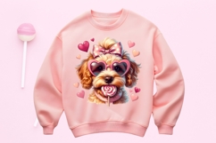 Cute Valentine Doodle Dog with Lollipop Clipart Product Image 3