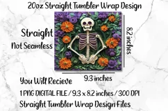 3d Tumbler Wrap Spooky Skeleton 20 oz Skinny Tumbler Wrap. Product Image 3