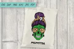 Momster svg, Mom Messy Bun svg, Halloween svg, Mom life svg Product Image 3