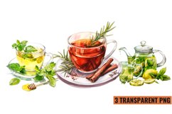 Watercolor Herbal Tea Clipart, PNG Product Image 1