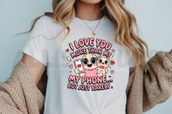 Love You More Than My Phone Cute Cartoon Valentines Day Product Image 3