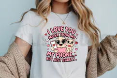 Love You More Than My Phone Cute Cartoon Valentines Day Product Image 3